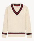 Cable Knit in Ivory Maroon Navy