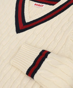 Cable Knit in Ivory Maroon Navy