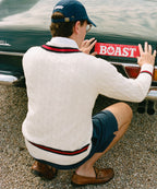 Cable Knit in Ivory Maroon Navy