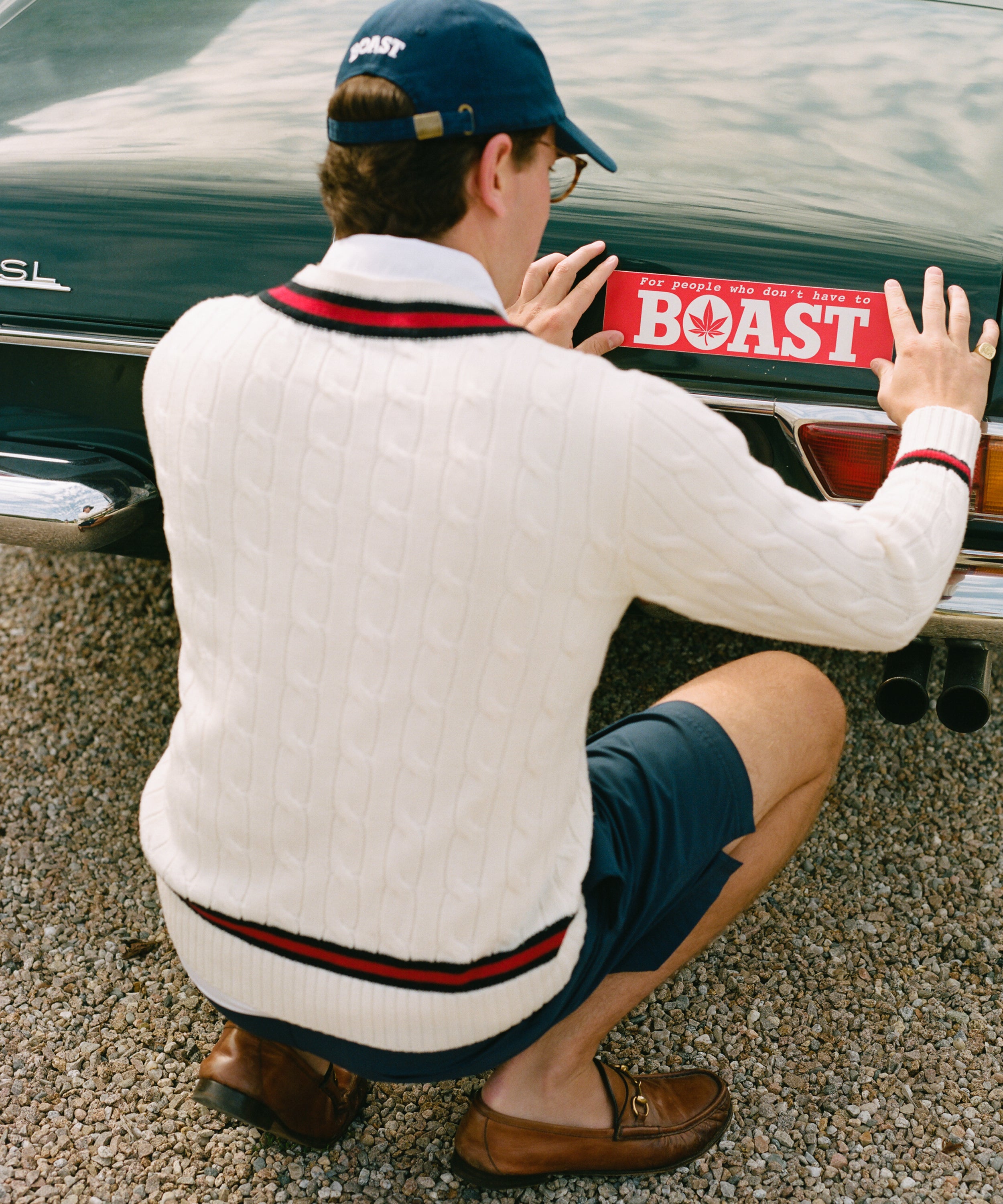 Cable Knit in Ivory Maroon Navy