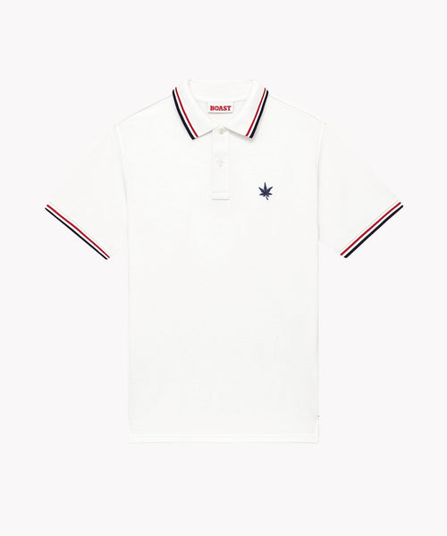 Polo in White Red Navy