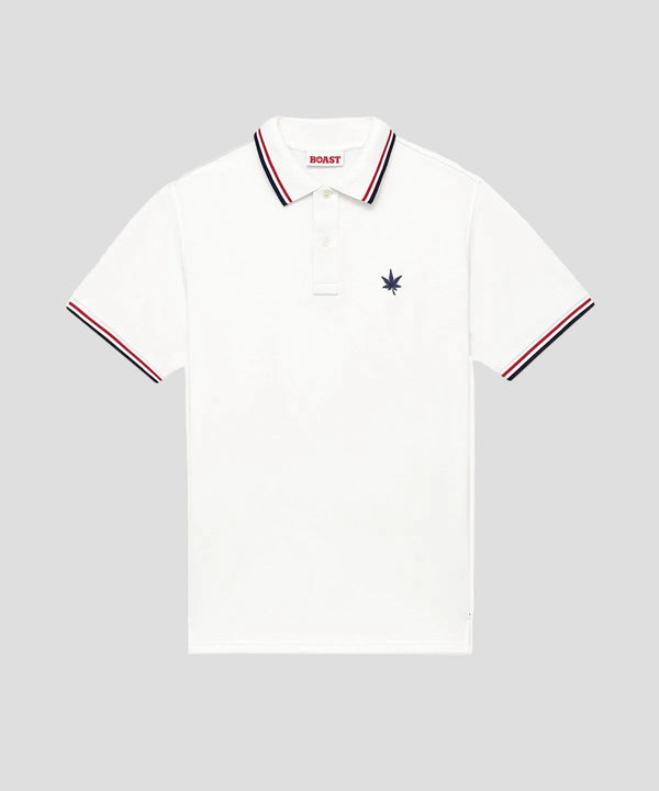 Polo in White Red Navy