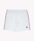 5" Tipped Peak Short in White Red Navy