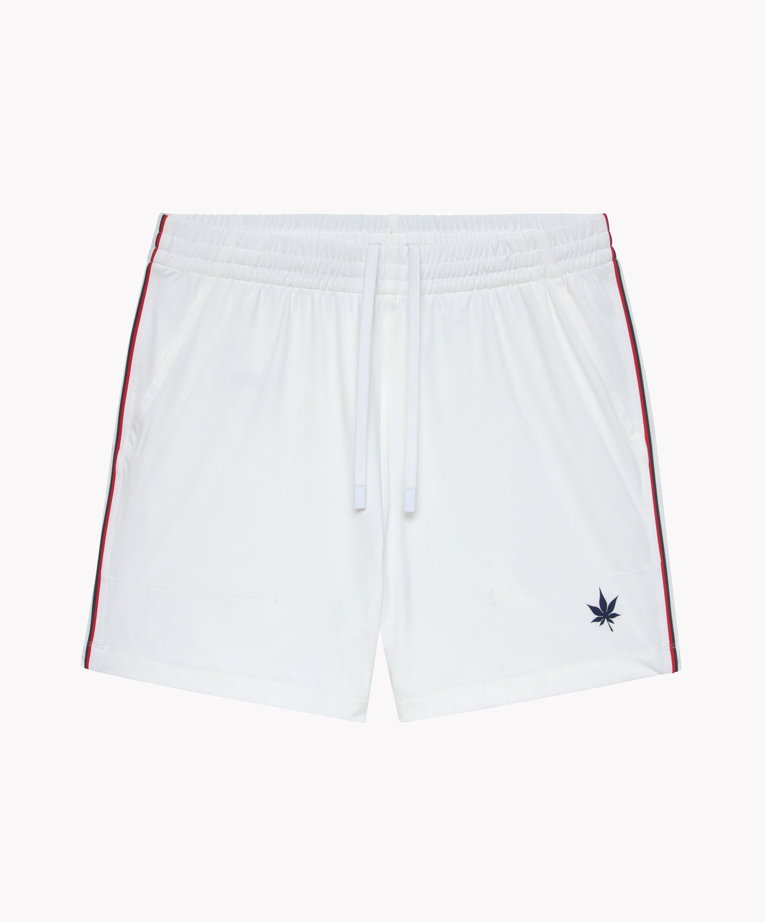 5" Tipped Peak Short in White Red Navy