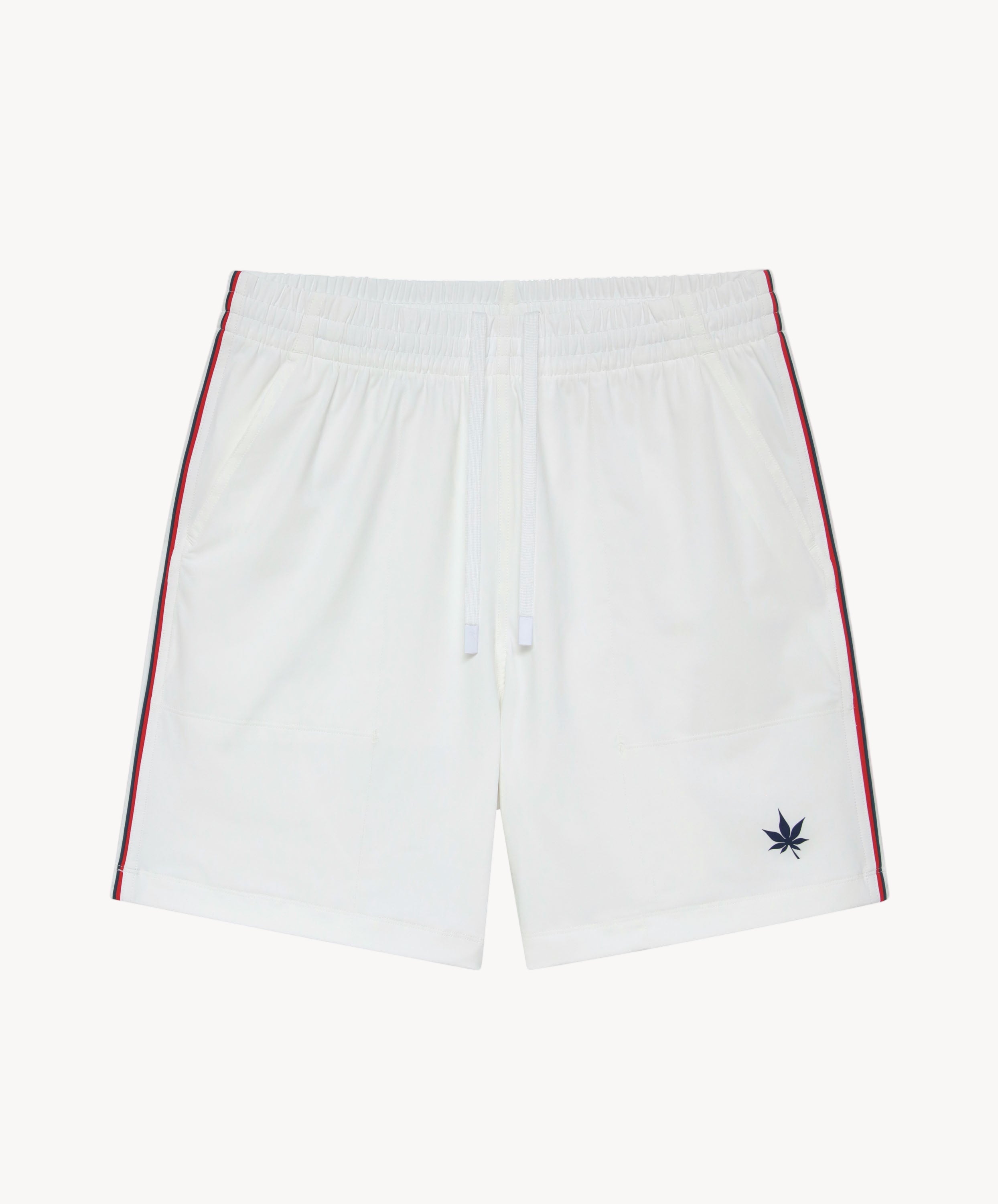 7" Tipped Peak Short in White Red Navy