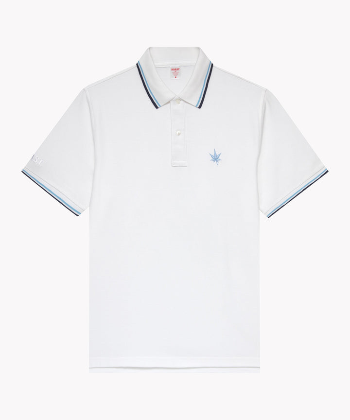Polo in White Navy Sky Blue