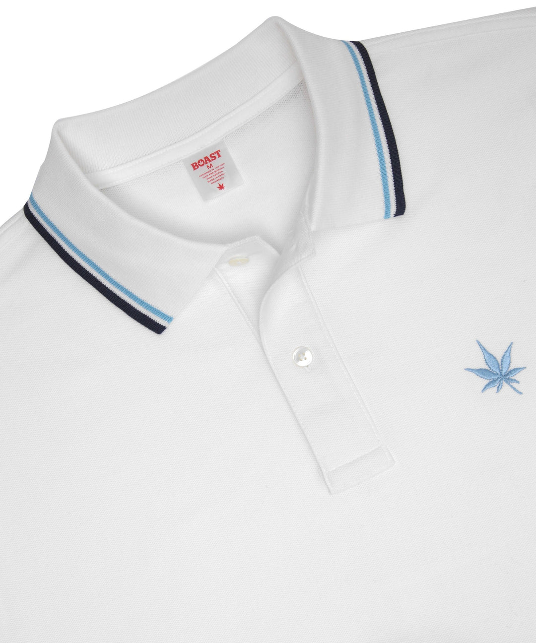 Polo in White Navy Sky Blue