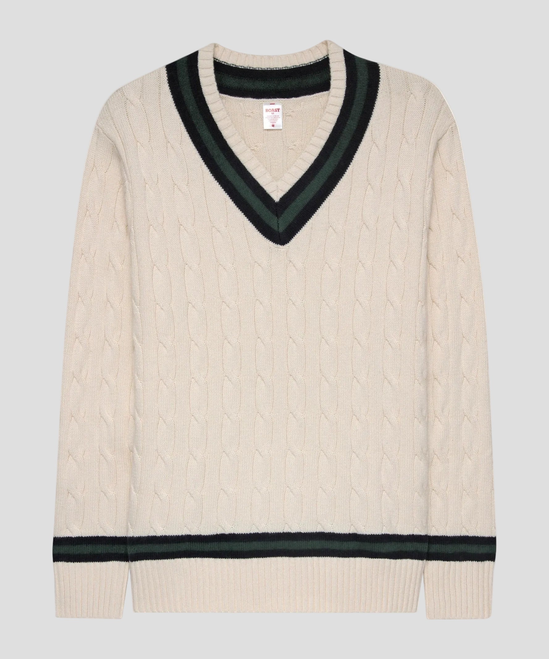 Cable Knit in Ivory Navy Green