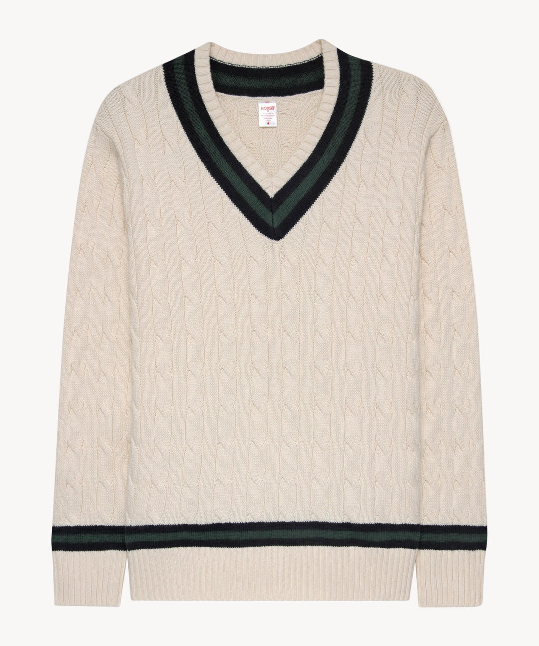 Cable Knit in Ivory Navy Green