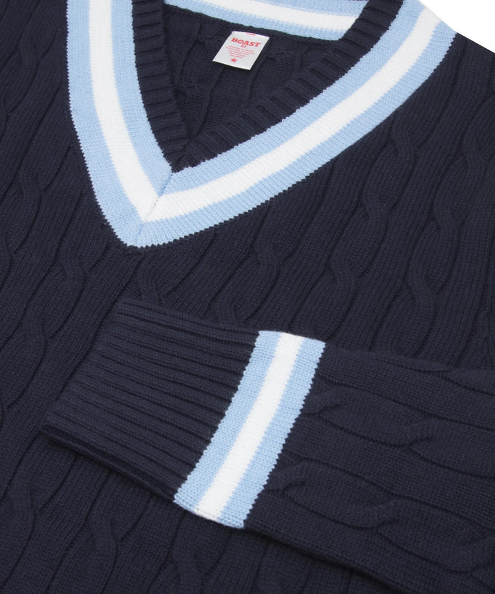 Cable Knit in Navy Light Blue