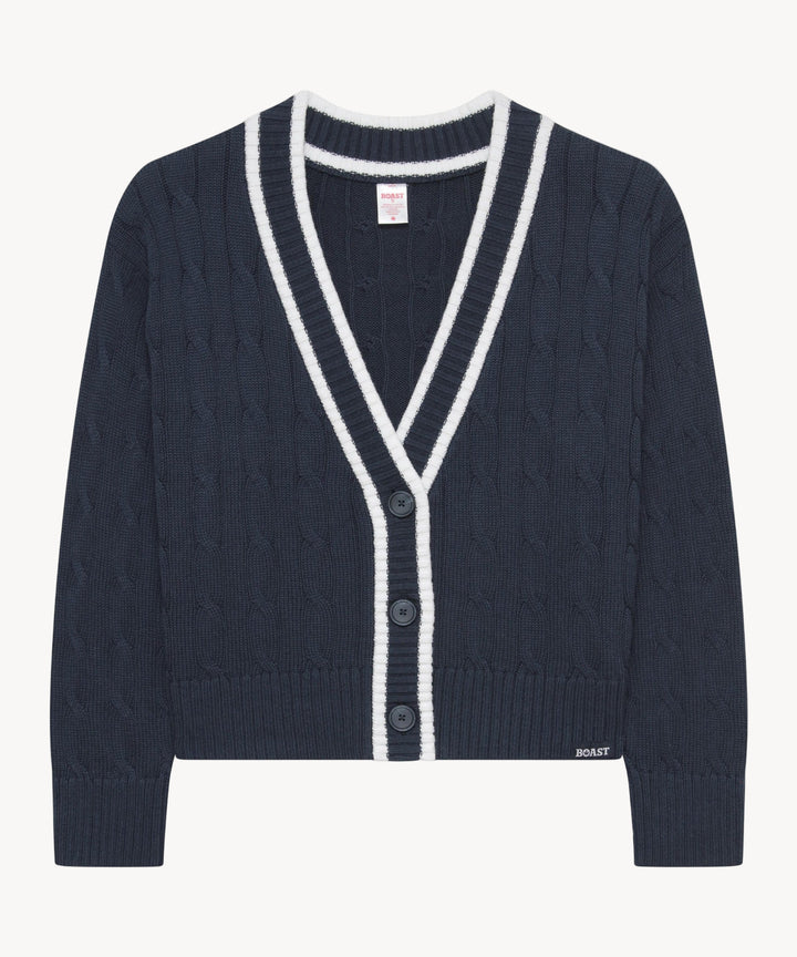 Cardigan Sweater in Navy White