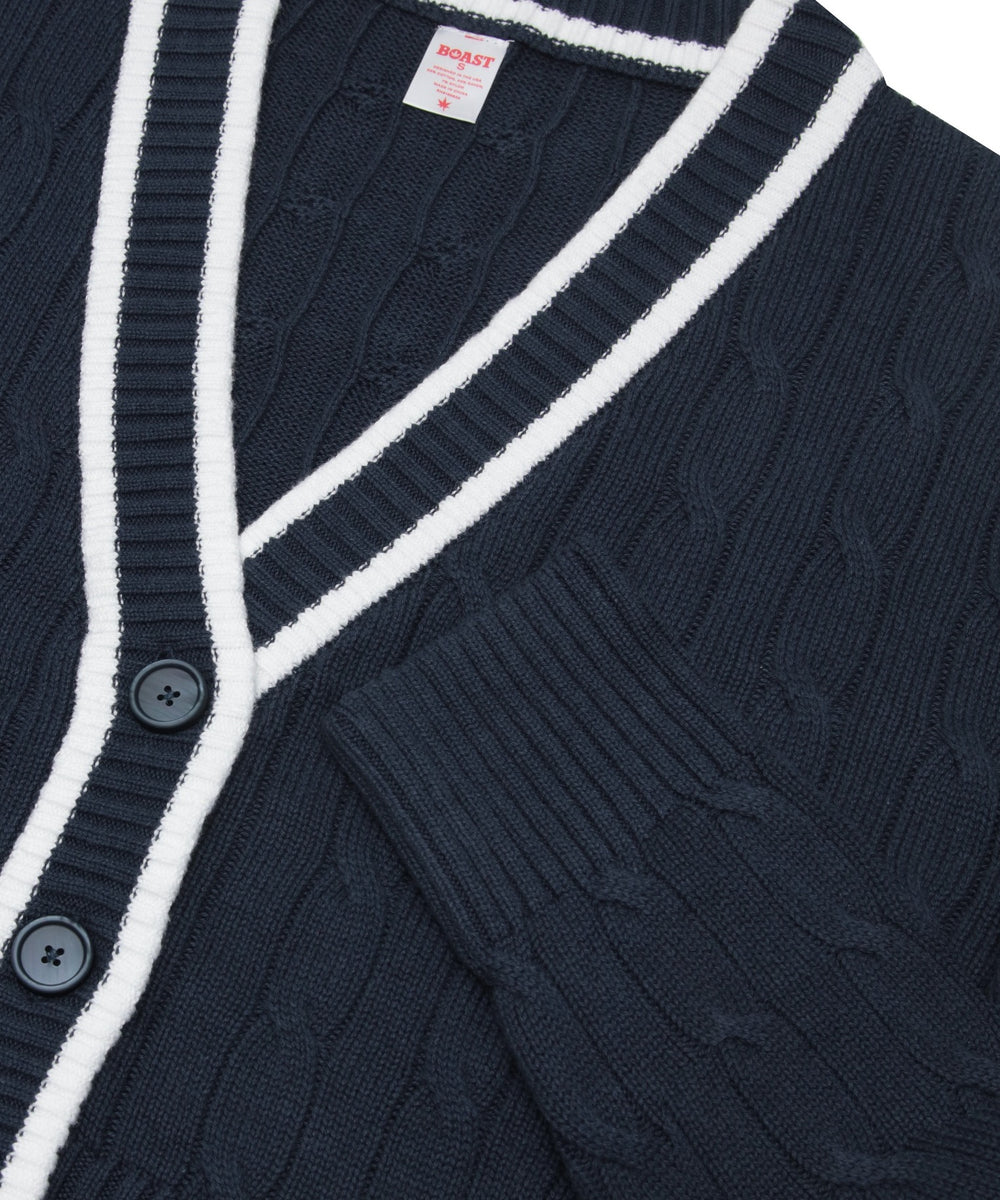 Cardigan Sweater in Navy White