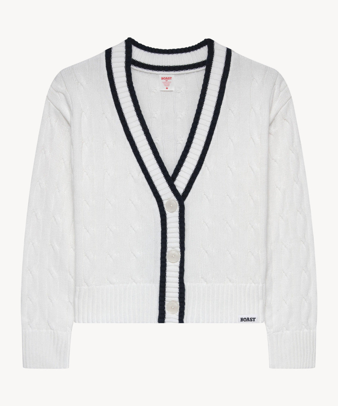 Cardigan Sweater in White Navy