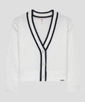 Cardigan Sweater in White Navy