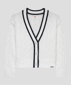 Cardigan Sweater in White Navy