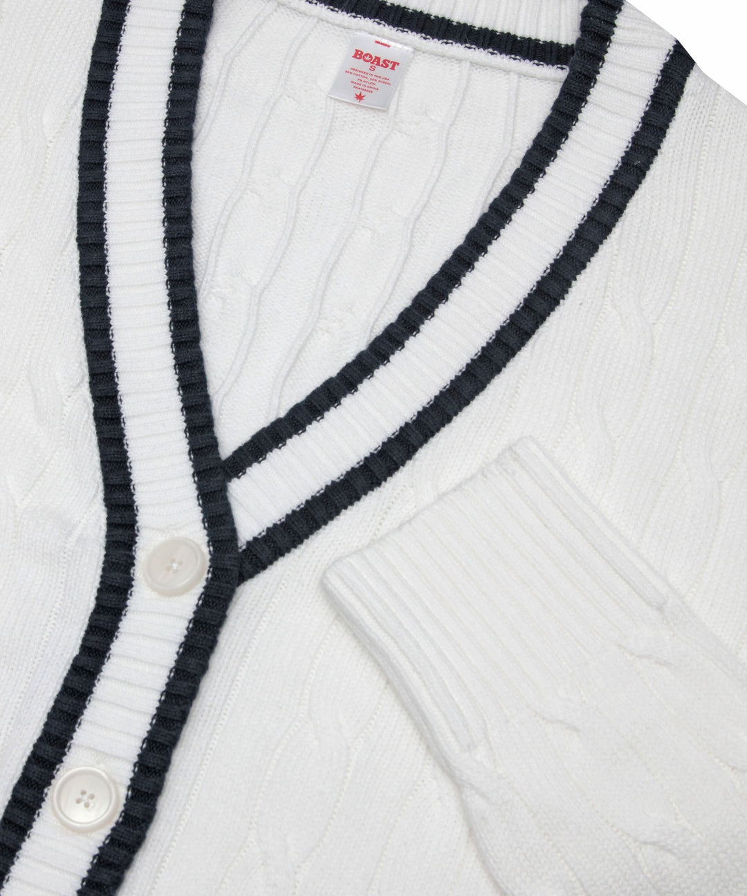 Cardigan Sweater in White Navy