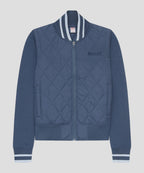 Quilted Varsity Bomber in Vintage Navy