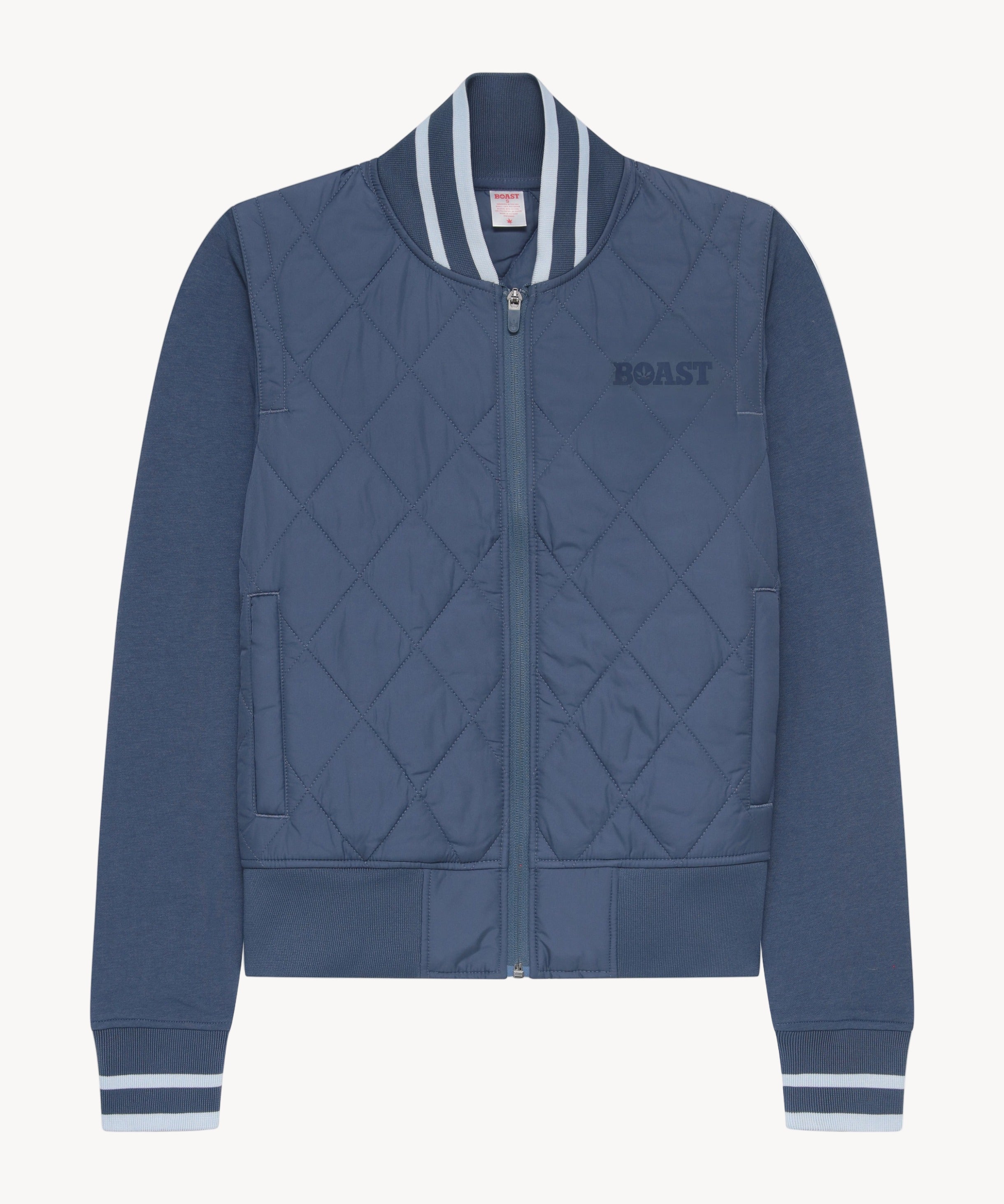 Quilted Varsity Bomber in Vintage Navy