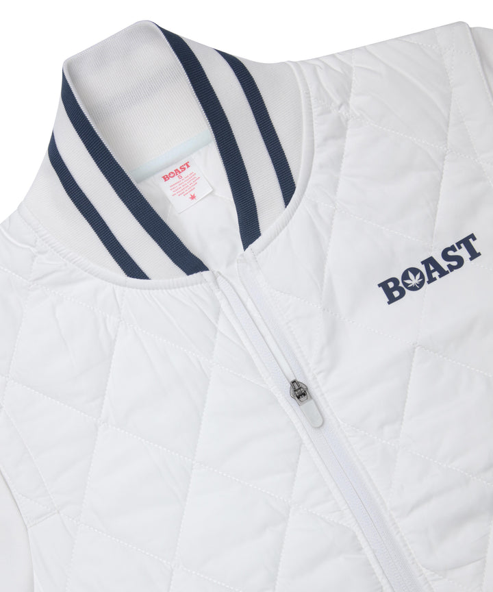 Quilted Varsity Bomber in White
