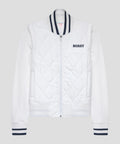 Quilted Varsity Bomber in White