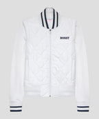 Quilted Varsity Bomber in White