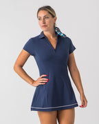 Zipper Tennis Dress in Navy