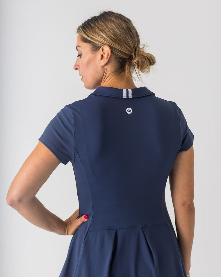 Zipper Tennis Dress in Navy