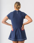 Zipper Tennis Dress in Navy