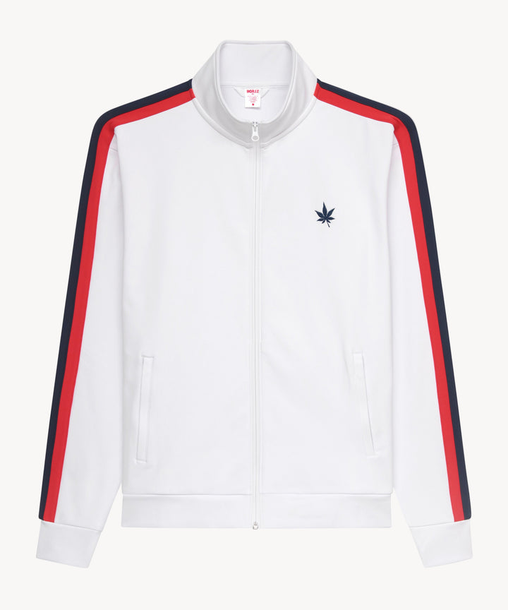 Tipped Warm Up Jacket 2.0 in White Red Navy