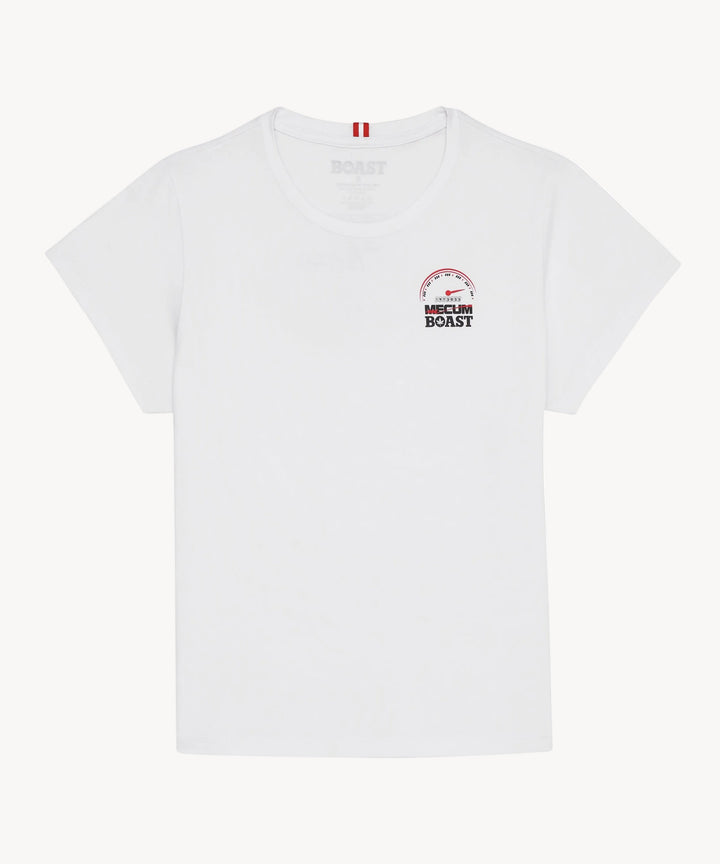 BOAST x MECUM Women's Speedometer Pima Cotton Tee in White