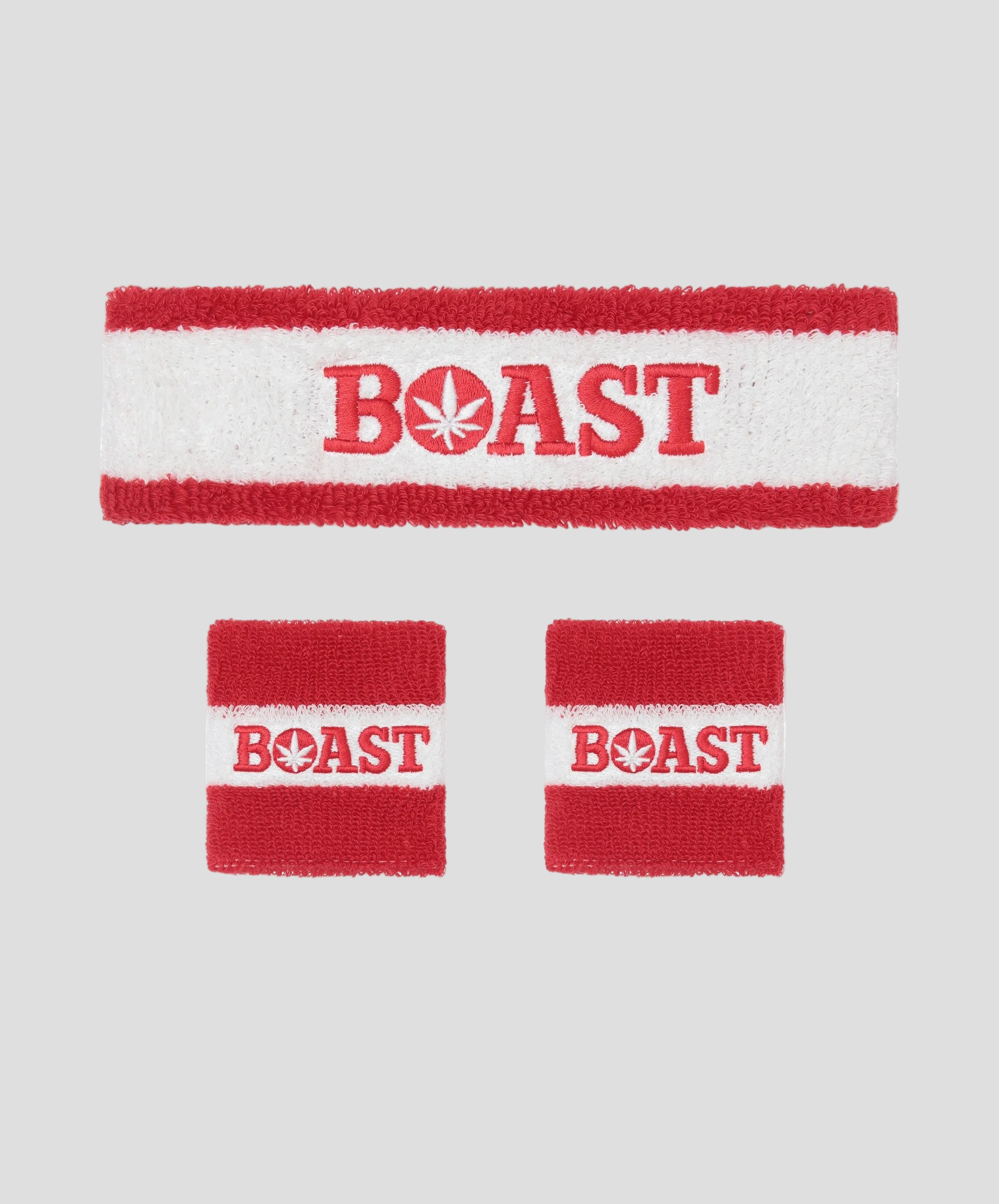 Headband/Wristband Set in White Red