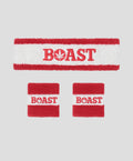 Headband/Wristband Set in White Red