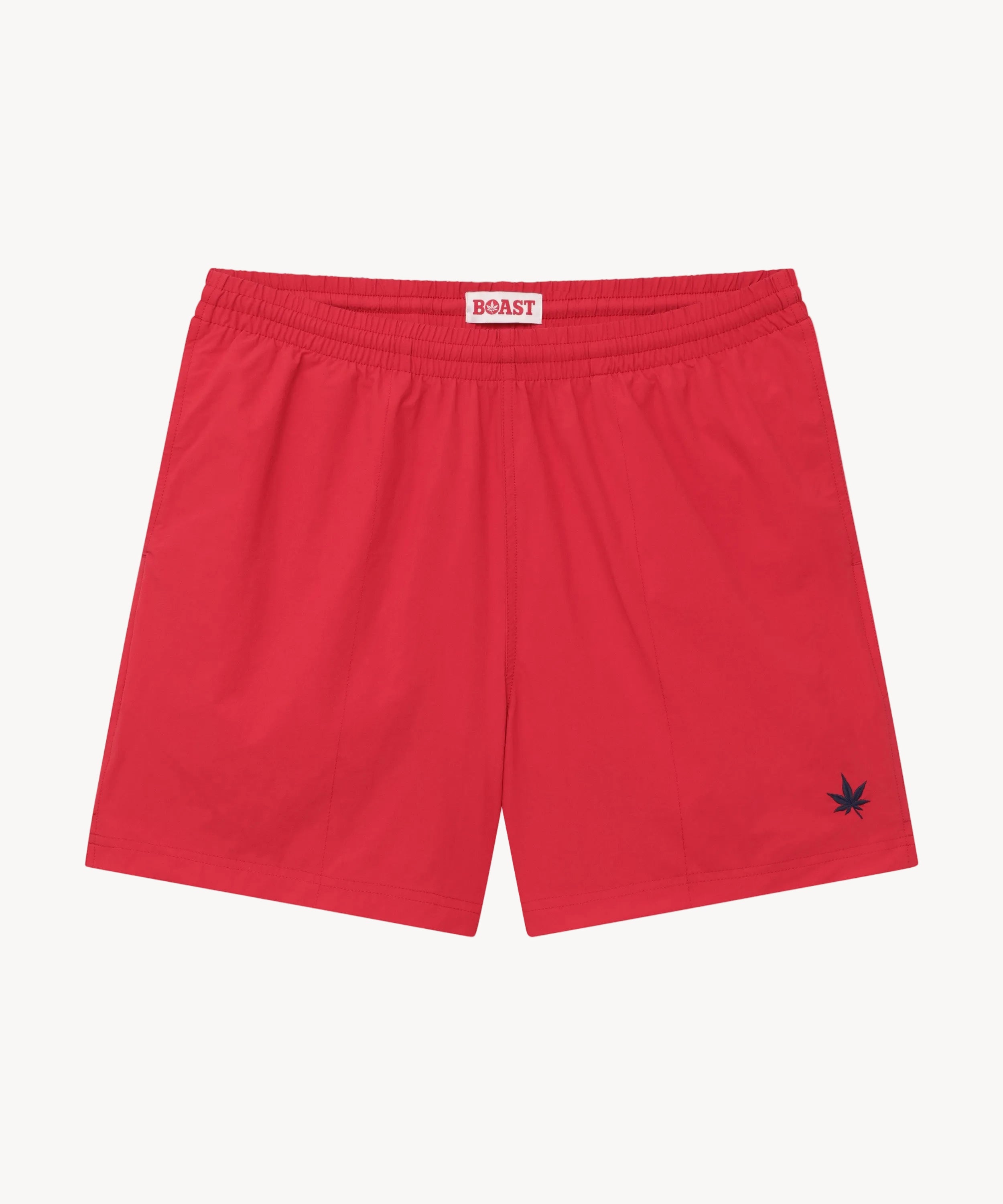 Swim Short in Red Navy Leaf