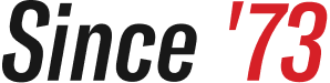 A graphic logo reading 'Since '73' with 'Since' in black and the year '73' in red, on a black background.