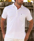 Performance Polo in White Navy Leaf