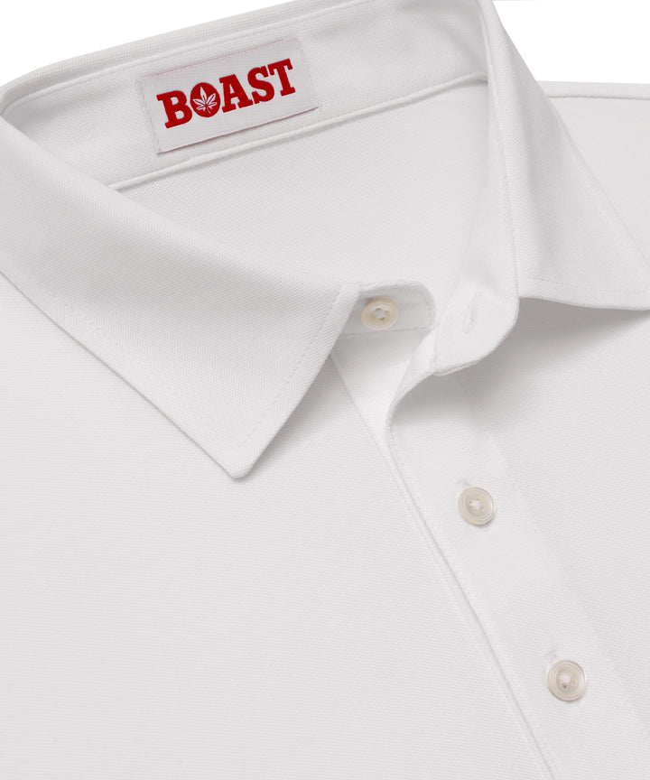 Tournament Polo - White with Navy Leaf