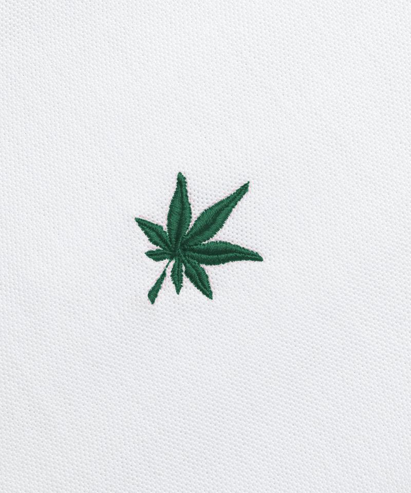 Women's Pique Polo - White with Green Leaf