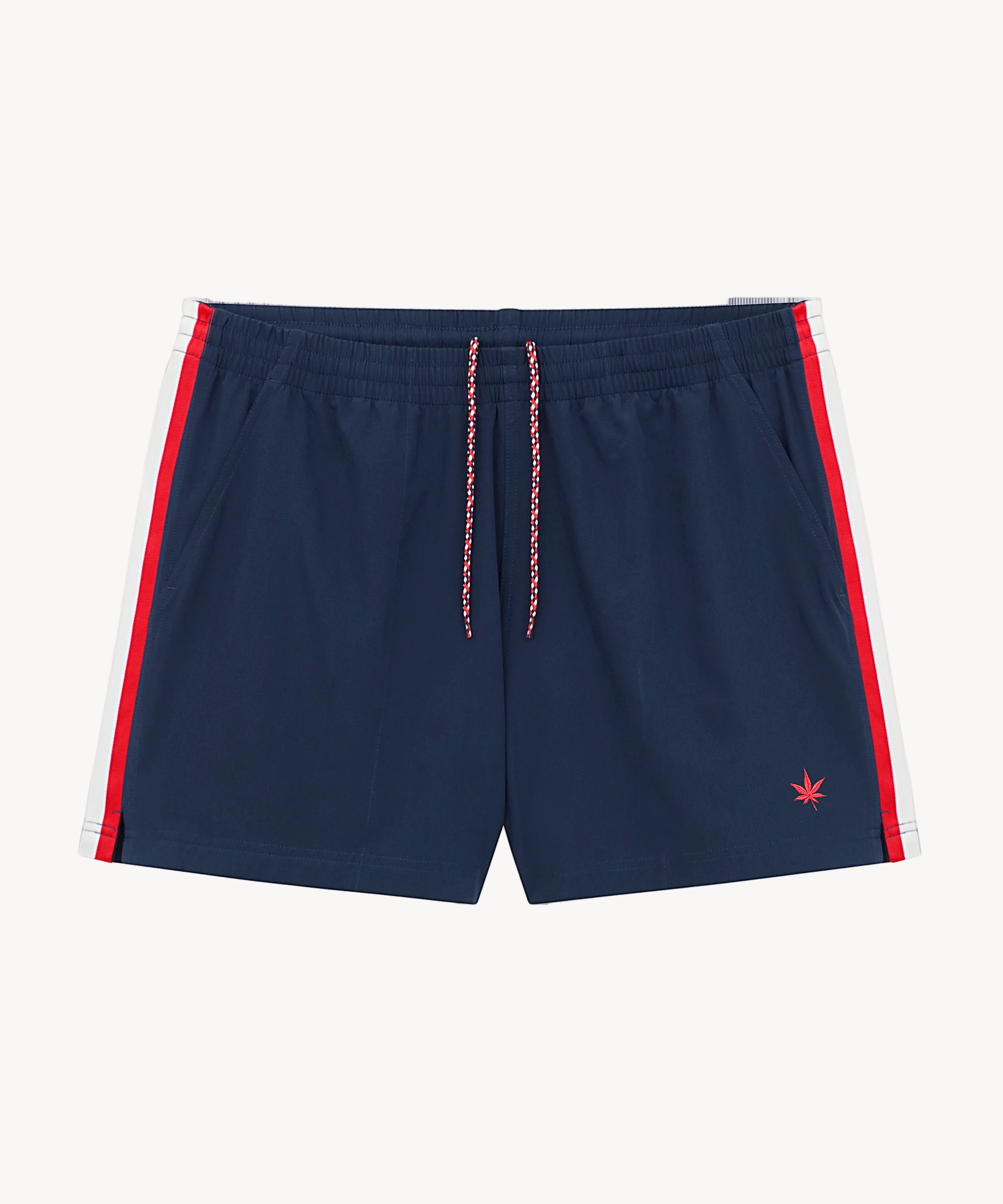 4" Tipped Match Short - Navy with Red Leaf