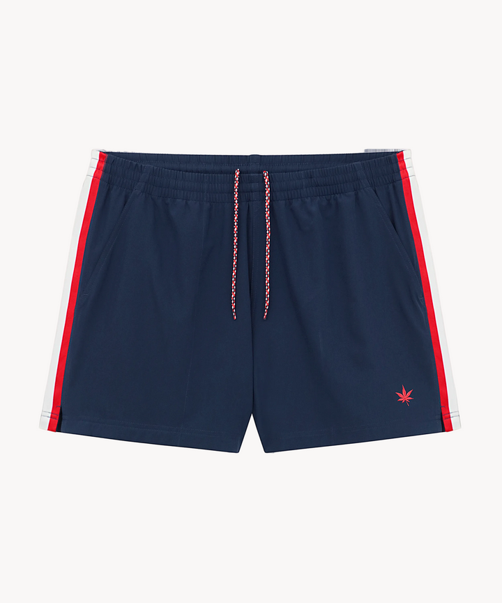 4" Tipped Match Short - Navy with Red Leaf